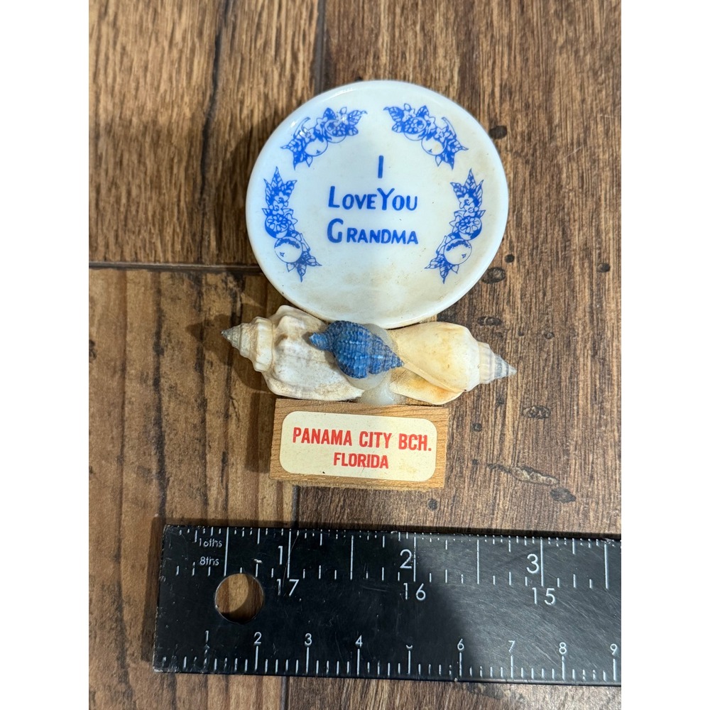 Vintage Panama City Beach Florida I Love You Grandma Seashell Fridge Magnet